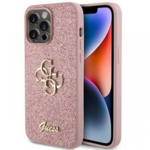 Guess Husa Fixed Glitter 4G Metal Logo iPhone 15 Pro Max Auriu Guess Husa Fixed Glitter 4G Metal Logo iPhone 15 Pro Max Auriu