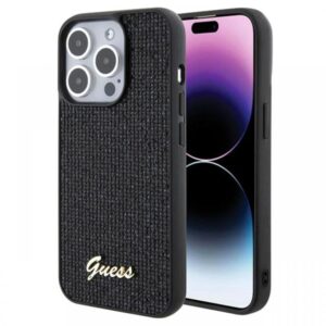 Guess Husa Square Mirror Script Logo iPhone 15 Pro Auriu Guess Husa Square Mirror Script Logo iPhone 15 Pro Auriu