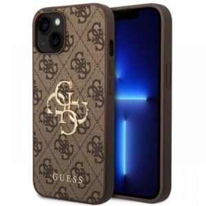 Guess Husa PU 4G Metal Logo iPhone 15 Maro Guess Husa PU 4G Metal Logo iPhone 15 Maro