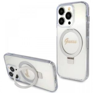 Guess Husa Ring Stand Glitter MagSafe iPhone 15 Pro Max Transparent Guess Husa Ring Stand Glitter MagSafe iPhone 15 Pro Max Transparent