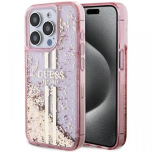 Guess Husa Liquid Glitter Gold Stripe iPhone 15 Pro Negru Guess Husa Liquid Glitter Gold Stripe iPhone 15 Pro Negru