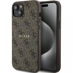 Guess Husa PU Leather 4G Colored Ring MagSafe iPhone 15 Negru Guess Husa PU Leather 4G Colored Ring MagSafe iPhone 15 Negru