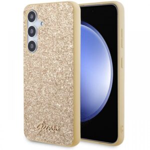 Guess Husa TPU Glitter Flakes Metal Logo Samsung Galaxy S24 Auriu Guess Husa TPU Glitter Flakes Metal Logo Samsung Galaxy S24 Auriu