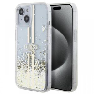 Guess Husa Liquid Glitter Gold Stripe iPhone 15 Transparent Guess Husa Liquid Glitter Gold Stripe iPhone 15 Transparent
