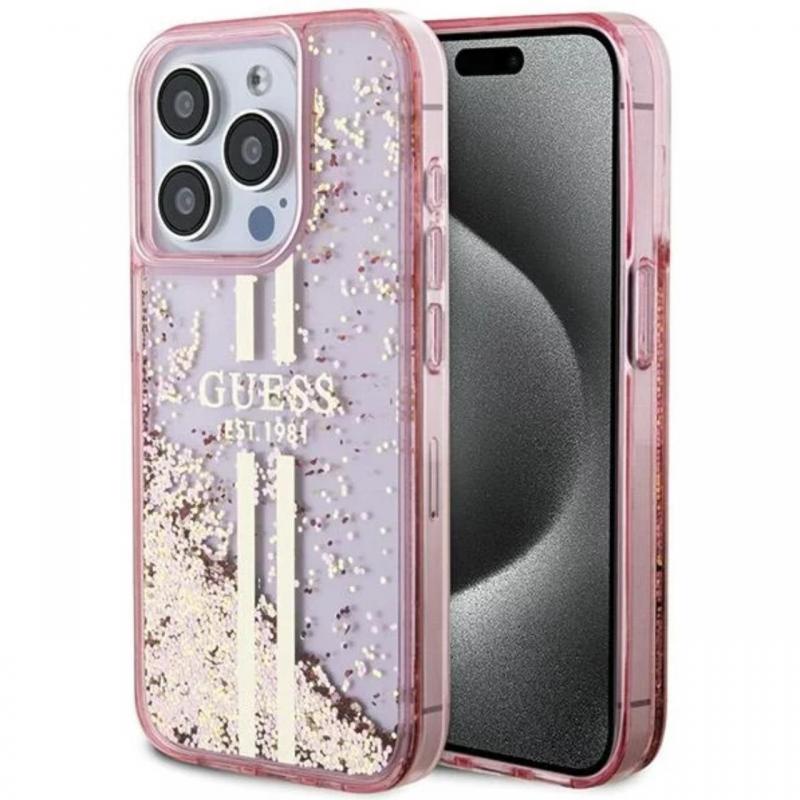 Guess Husa Liquid Glitter Gold Stripe iPhone 15 Pro Max Negru Guess Husa Liquid Glitter Gold Stripe iPhone 15 Pro Max Negru