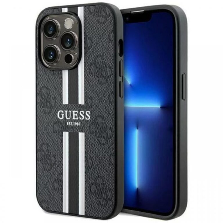 Guess Husa 4G Printed Stripes MagSafe iPhone 15 Pro Maro
