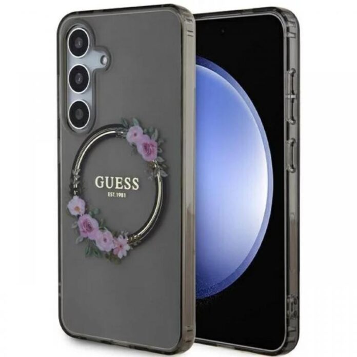 Guess Husa Flowers Wreath MagSafe Samsung Galaxy S24 Roz