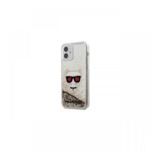 Husa iPhone 12 Mini Karl Lagerfeld Liquid Glitter Choupette Argintiu Husa iPhone 12 Mini Karl Lagerfeld Liquid Glitter Choupette Argintiu