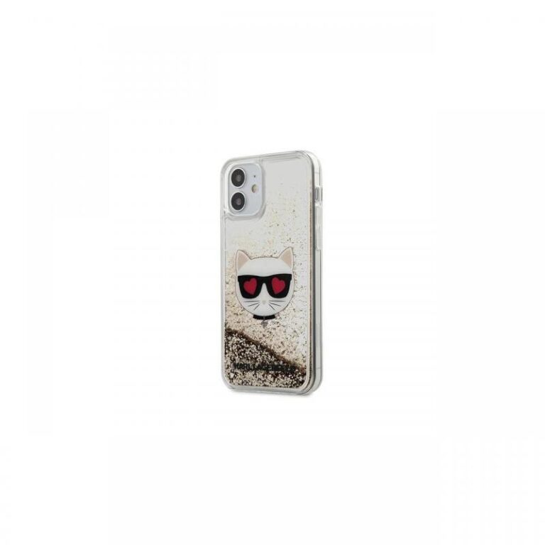 Husa iPhone 12 Mini Karl Lagerfeld Liquid Glitter Choupette Argintiu
