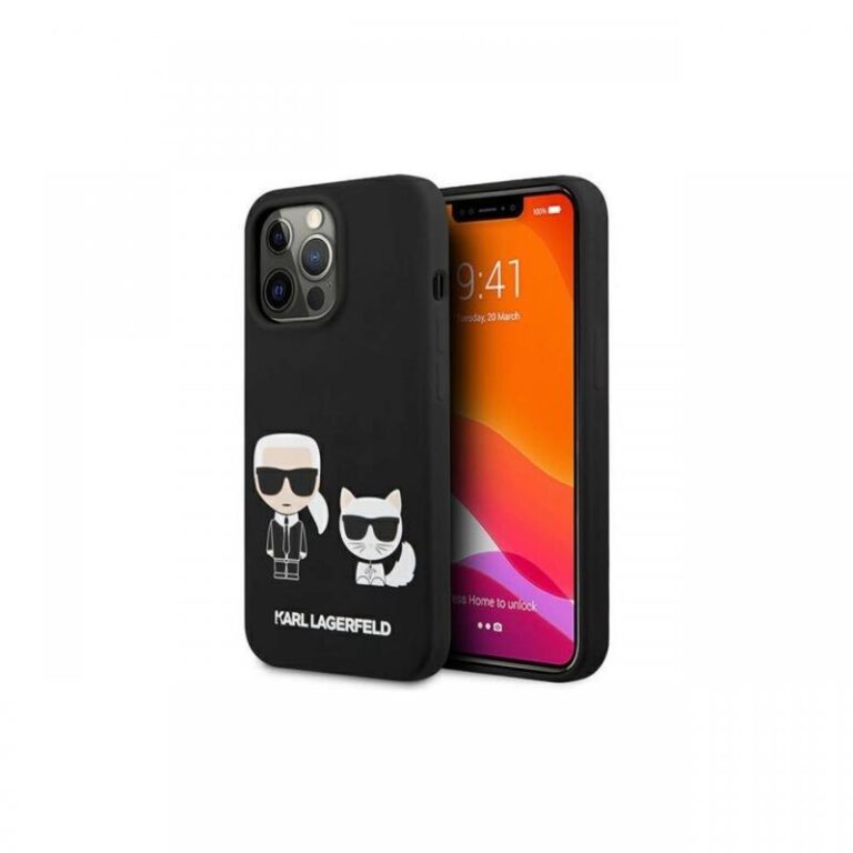 Husa iPhone 13 Pro Karl Lagerfeld Silicon Karl & Choupette Alb