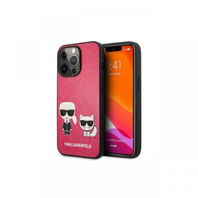 Husa iPhone 13 Pro Karl Lagerfeld Ikonik Karl & Choupette Fuchsia