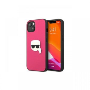 Husa iPhone 13 Karl Lagerfeld Leather Karl Head Roz Husa iPhone 13 Karl Lagerfeld Leather Karl Head Roz