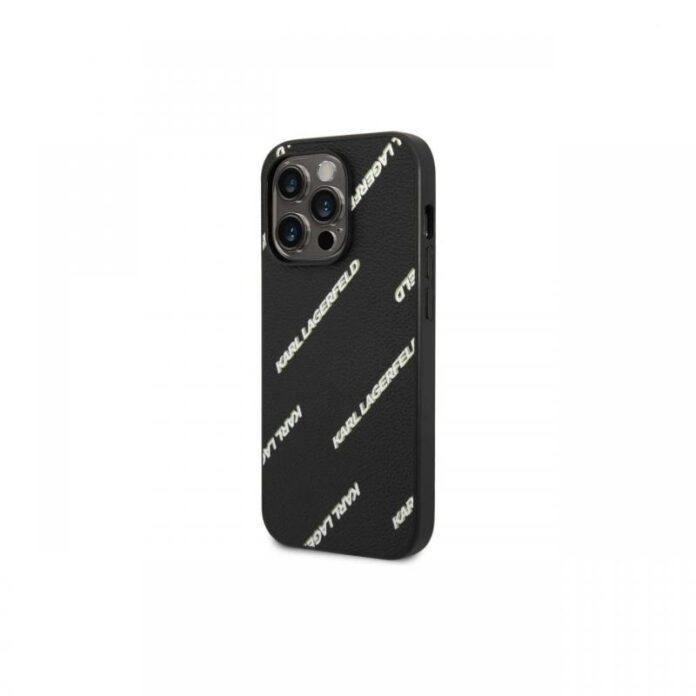 Husa iPhone 14 Pro Max Karl Lagerfeld Grained Leather Logomania Negru Husa iPhone 14 Pro Max Karl Lagerfeld Grained Leather Logomania Negru