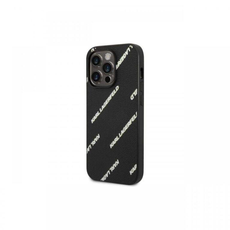 Husa iPhone 14 Pro Max Karl Lagerfeld Grained Leather Logomania Negru