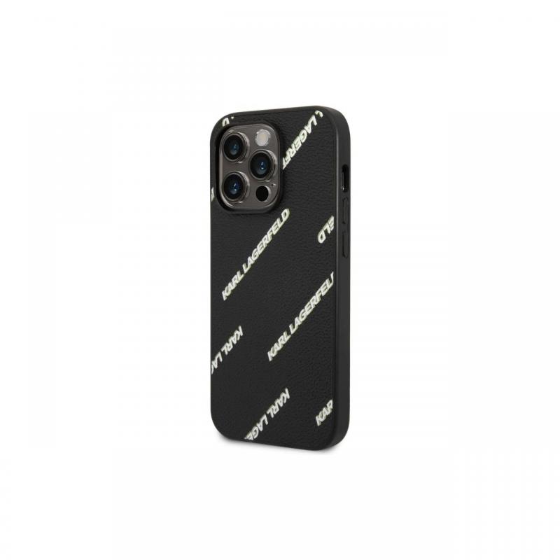 Husa iPhone 14 Pro Max Karl Lagerfeld Grained Leather Logomania Negru Husa iPhone 14 Pro Max Karl Lagerfeld Grained Leather Logomania Negru