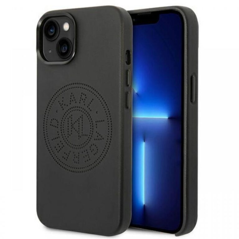 Karl Lagerfeld Husa PU Leather Perforated Logo iPhone 14 Negru