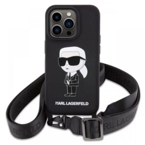 Karl Lagerfeld Husa Liquid Silicone Crossbody Ikonik iPhone 15 Pro Max Negru Karl Lagerfeld Husa Liquid Silicone Crossbody Ikonik iPhone 15 Pro Max Negru