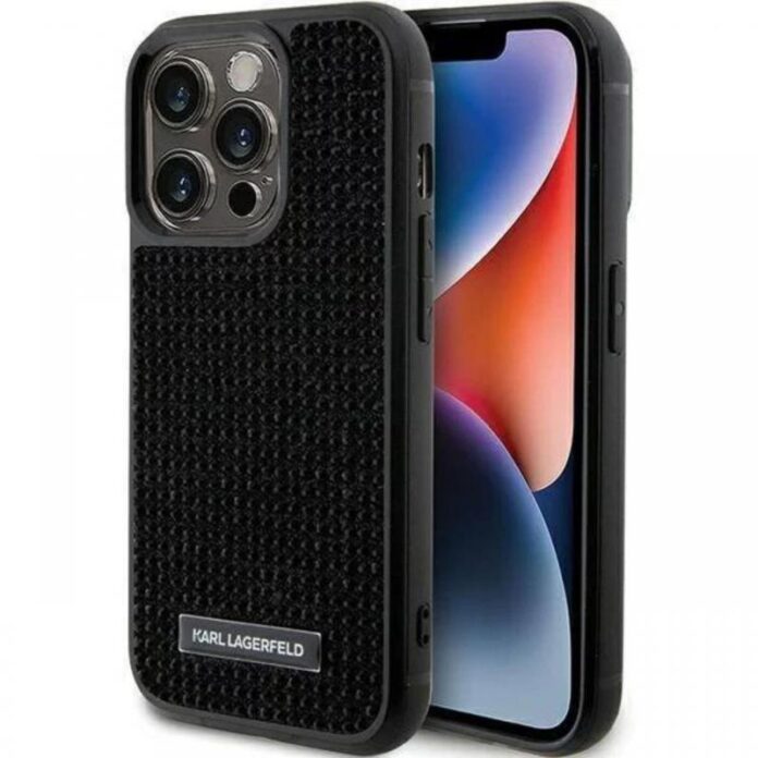 Karl Lagerfeld Husa Rhinestone Plate Metal Logo iPhone 15 Pro Argintiu Karl Lagerfeld Husa Rhinestone Plate Metal Logo iPhone 15 Pro Argintiu
