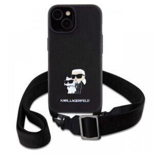 Karl Lagerfeld Husa Saffiano Crossbody Metal Karl&Choupette iPhone 15 Negru Karl Lagerfeld Husa Saffiano Crossbody Metal Karl&Choupette iPhone 15 Negru
