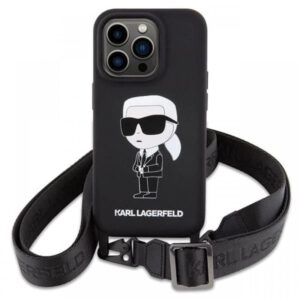 Karl Lagerfeld Husa Liquid Silicone Crossbody Ikonik iPhone 15 Pro Negru Karl Lagerfeld Husa Liquid Silicone Crossbody Ikonik iPhone 15 Pro Negru