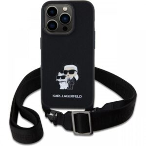 Karl Lagerfeld Husa Saffiano Crossbody Metal Karl&Choupette iPhone 15 Pro Negru Karl Lagerfeld Husa Saffiano Crossbody Metal Karl&Choupette iPhone 15 Pro Negru