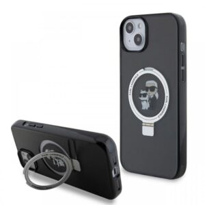 Karl Lagerfeld Husa Ringstand Karl & Choupette MagSafe iPhone 15 Plus Negru Karl Lagerfeld Husa Ringstand Karl & Choupette MagSafe iPhone 15 Plus Negru