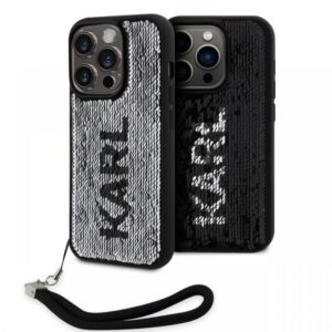 Karl Lagerfeld Husa Sequins Reversible iPhone 15 Pro Negru / Argintiu Karl Lagerfeld Husa Sequins Reversible iPhone 15 Pro Negru / Argintiu