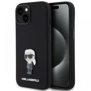 Karl Lagerfeld Husa Liquid Silicone Metal Ikonik iPhone 15 Negru Karl Lagerfeld Husa Liquid Silicone Metal Ikonik iPhone 15 Negru