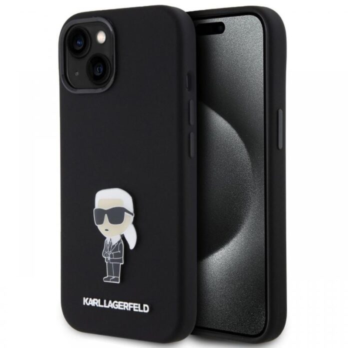 Karl Lagerfeld Husa Liquid Silicone Metal Ikonik iPhone 15 Negru Karl Lagerfeld Husa Liquid Silicone Metal Ikonik iPhone 15 Negru