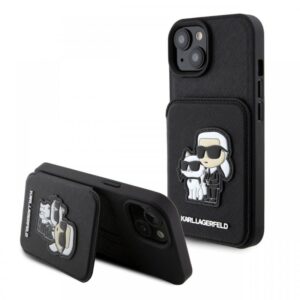 Karl Lagerfeld Husa Saffiano Card Slot Stand Karl&Choupette iPhone 15 Negru Karl Lagerfeld Husa Saffiano Card Slot Stand Karl&Choupette iPhone 15 Negru