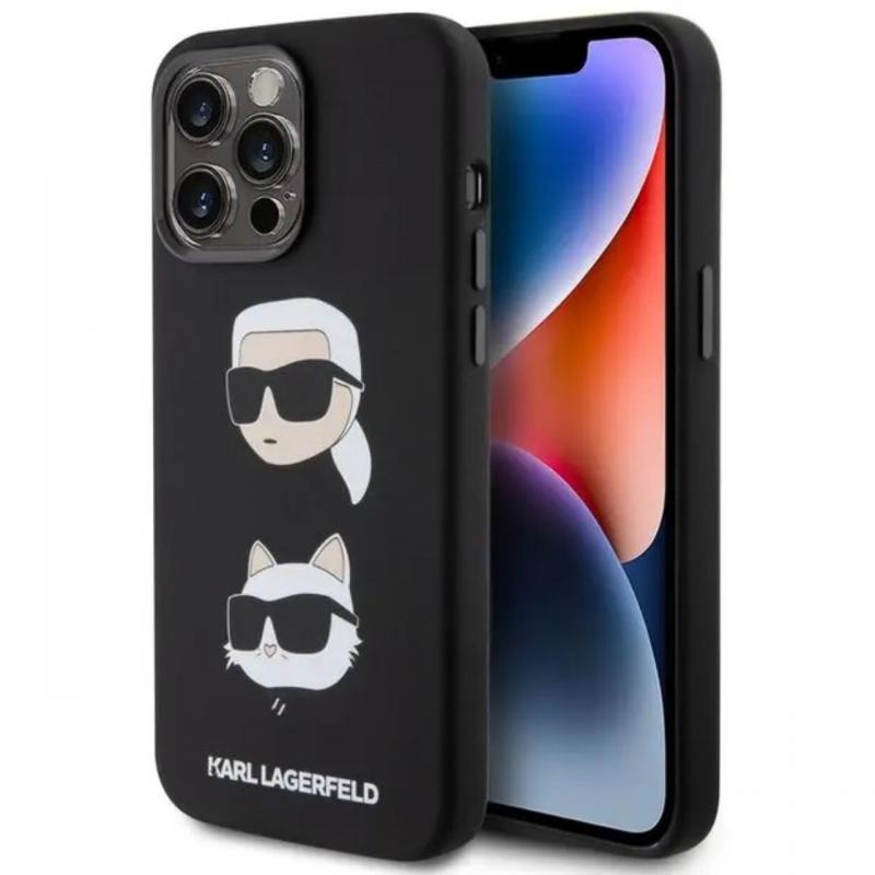 Karl Lagerfeld Husa Liquid Silicone Karl & Choupette Heads iPhone 15 Pro Negru Karl Lagerfeld Husa Liquid Silicone Karl & Choupette Heads iPhone 15 Pro Negru