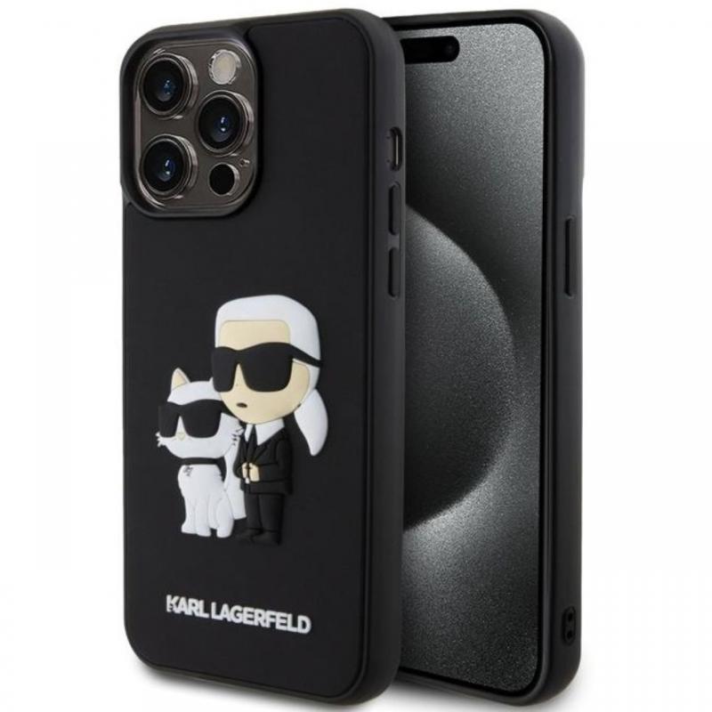 Karl Lagerfeld Husa 3D Rubber Karl & Choupette iPhone 15 Pro Negru Karl Lagerfeld Husa 3D Rubber Karl & Choupette iPhone 15 Pro Negru