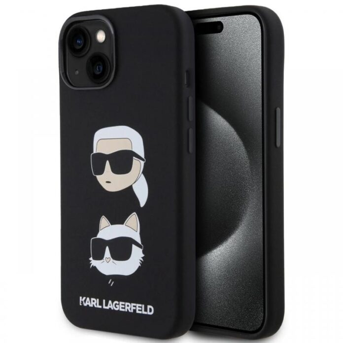 Karl Lagerfeld Husa Liquid Silicone Karl & Choupette Heads iPhone 15 Negru Karl Lagerfeld Husa Liquid Silicone Karl & Choupette Heads iPhone 15 Negru