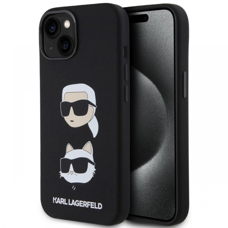 Karl Lagerfeld Husa Liquid Silicone Karl & Choupette Heads iPhone 15 Negru Karl Lagerfeld Husa Liquid Silicone Karl & Choupette Heads iPhone 15 Negru