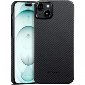 Pitaka Husa MagEZ 4 Aramida 600D iPhone 15, MagSafe, Negru / Gri Pitaka Husa MagEZ 4 Aramida 600D iPhone 15, MagSafe, Negru / Gri