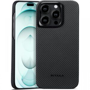 Pitaka Husa MagEZ 4 Aramida 600D iPhone 15 Pro Max, MagSafe Negru / Gri Pitaka Husa MagEZ 4 Aramida 600D iPhone 15 Pro Max, MagSafe Negru / Gri