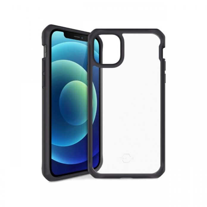 Husa iPhone 12 Mini IT Skins Hybrid Solid Plain Black & Transparent