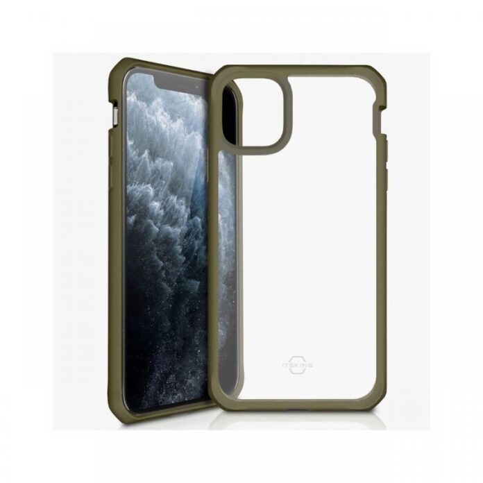 Husa iPhone 11 Pro Max IT Skins Hybrid Solid Kaki & Transparent (antishock)
