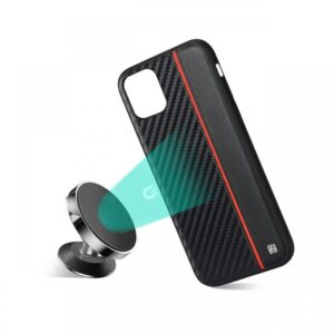 Husa iPhone 11 Pro Meleovo Carbon Black & Red (placuta metalica integrata) Husa iPhone 11 Pro Meleovo Carbon Black & Red (placuta metalica integrata)