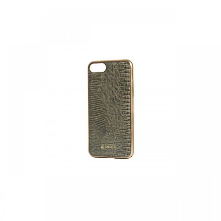 Husa iPhone 7/8/SE2020/SE2022 Occa Lizard Gray(piele naturala, protectie margine 360°)
