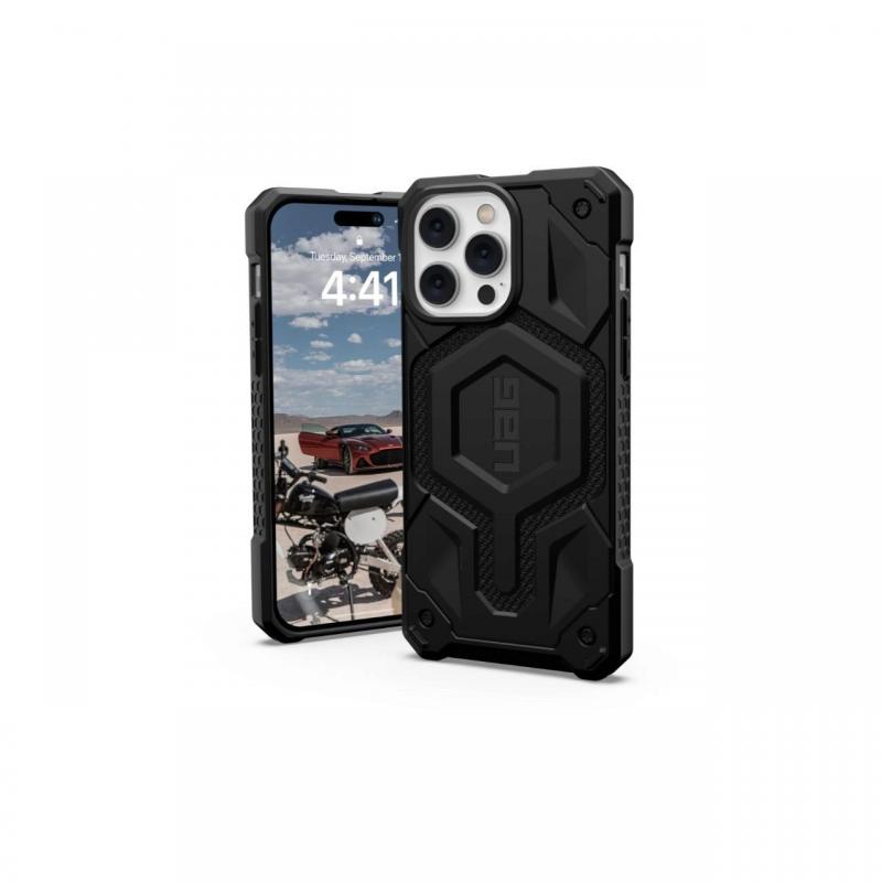 Husa iPhone 14 Pro Max UAG Monarch Pro Magsafe Kevlar Black, military drop tested Husa iPhone 14 Pro Max UAG Monarch Pro Magsafe Kevlar Black, military drop tested