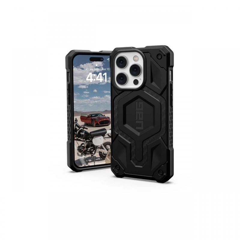 Husa iPhone 14 Pro UAG Monarch Pro Magsafe Carbon Fiber, military drop tested Husa iPhone 14 Pro UAG Monarch Pro Magsafe Carbon Fiber, military drop tested