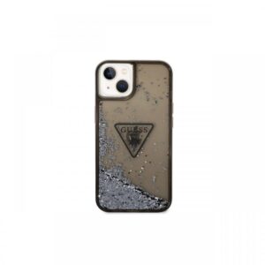 Husa iPhone 14 Guess Liquid Glitter Translucent Triangle Logo Black Husa iPhone 14 Guess Liquid Glitter Translucent Triangle Logo Black