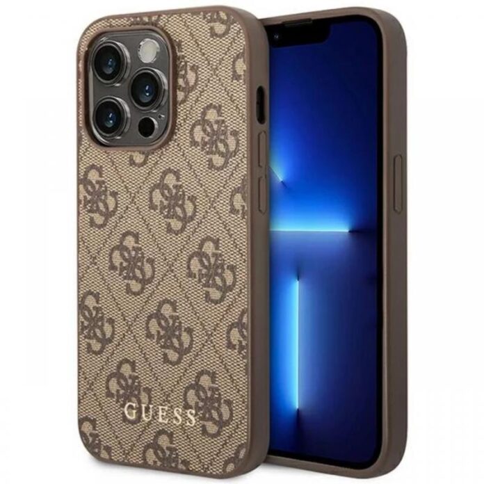 Guess Husa 4G Metal Gold Logo iPhone 14 Pro Maro Guess Husa 4G Metal Gold Logo iPhone 14 Pro Maro