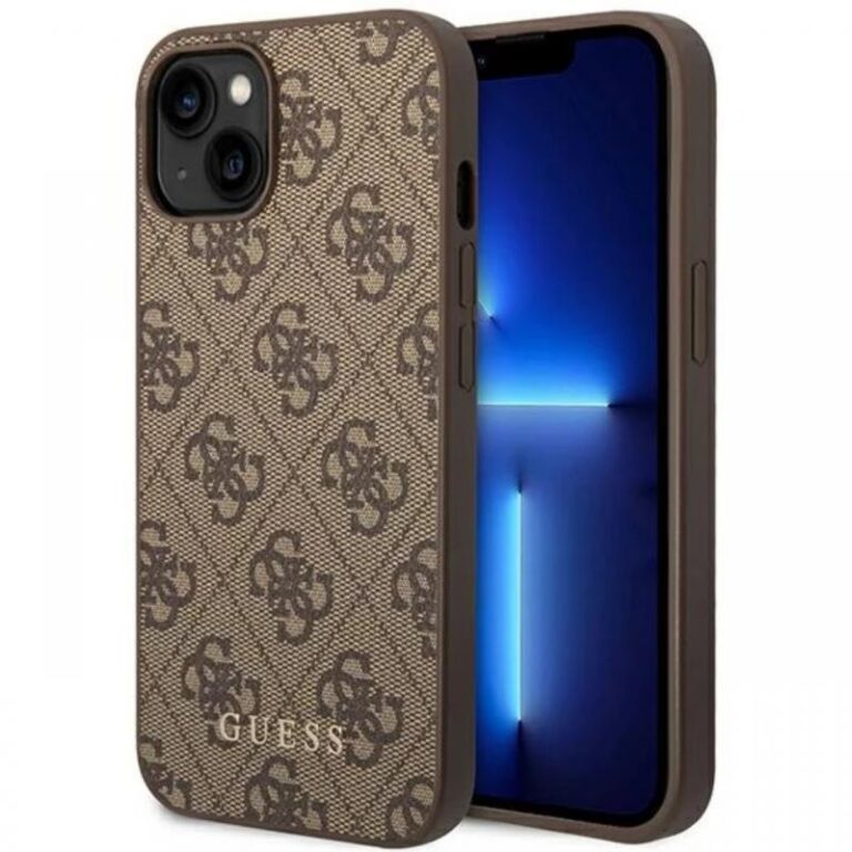 Guess Husa 4G Metal Gold Logo iPhone 14 / 15 / 13 Gri