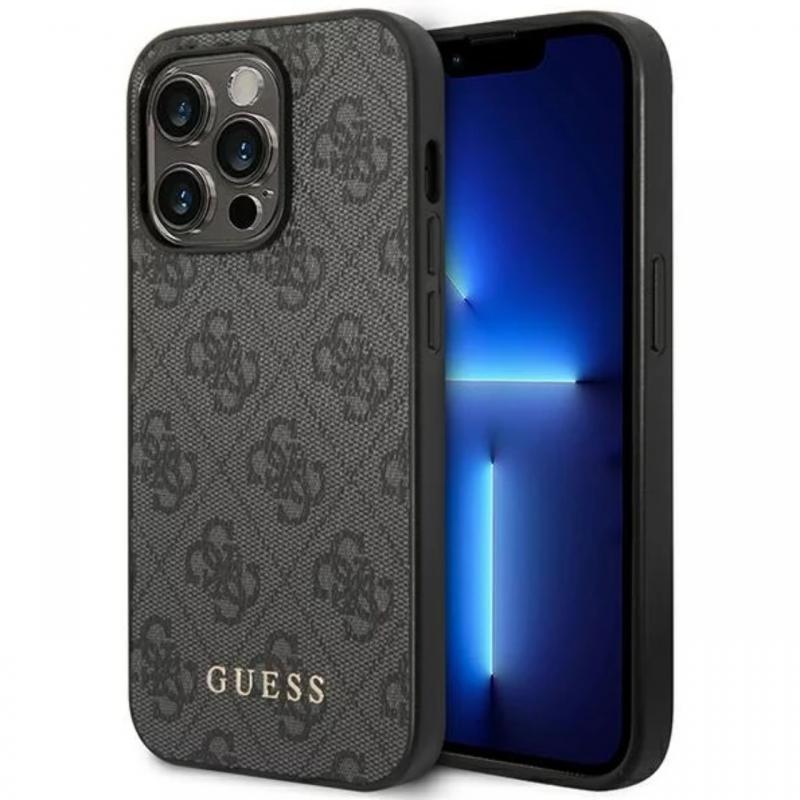 Guess Husa 4G Metal Gold Logo iPhone 15 Pro Gri Guess Husa 4G Metal Gold Logo iPhone 15 Pro Gri