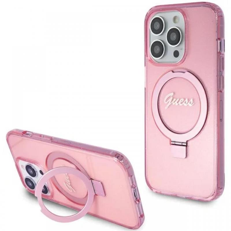Guess Husa Ring Stand Glitter MagSafe iPhone 15 Pro Max Negru Guess Husa Ring Stand Glitter MagSafe iPhone 15 Pro Max Negru