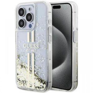 Guess Husa Liquid Glitter Gold Stripe iPhone 15 Pro Max Transparent Guess Husa Liquid Glitter Gold Stripe iPhone 15 Pro Max Transparent