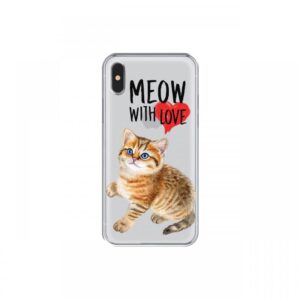 Husa iPhone XS / X Lemontti Silicon Art Meow With Love Husa iPhone XS / X Lemontti Silicon Art Meow With Love