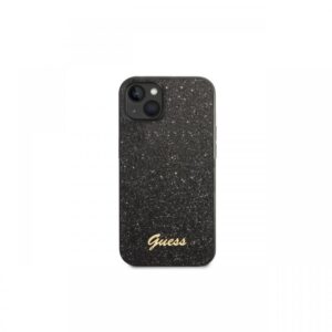 Husa iPhone 14 Guess Glitter TPU Flakes Script Metal Logo Black Husa iPhone 14 Guess Glitter TPU Flakes Script Metal Logo Black